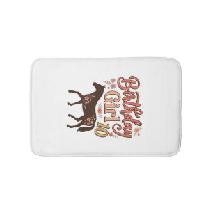 Tapis De Bain Fille d'anniversaire 10 Cheval Floral Design Vecto