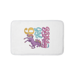 Tapis De Bain Fille d'anniversaire 9 Licorne Dessin de gravure v