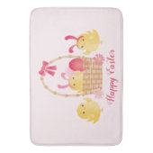 Tapis De Bain Fille Joyeux Poussins de Pâques rose (devant Vertical)