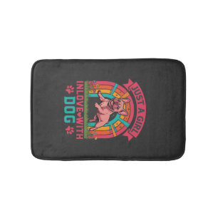 Tapis De Bain Fille juste amoureuse du chien Bouledogue français