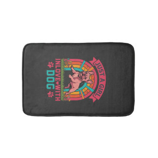 Tapis De Bain Fille juste amoureuse du chien Bouledogue français
