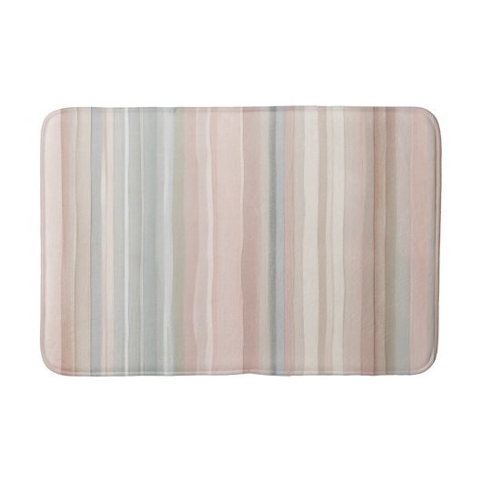 Tapis De Bain Fille rose et Mint Moderne bande côtière (Devant)