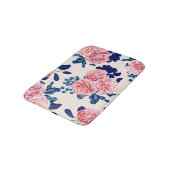 Tapis De Bain Fille Rose Marine Bleu Pays Fleurs Peintes (Angle)