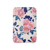Tapis De Bain Fille Rose Marine Bleu Pays Fleurs Peintes (Devant (Vertical))
