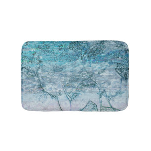 Tapis De Bain Fille Sirène Turquoise Vert Bleu Nautique Vagues O