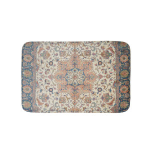 Tapis De Bain Fin Persia Tabriz Bleu rouille Orange 