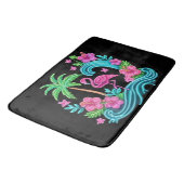 Tapis De Bain Flamant rose de néon tropical (Angle)