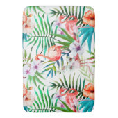 Tapis De Bain Flamant rose du Paradis tropical Fleurs Feuilles (devant Vertical)