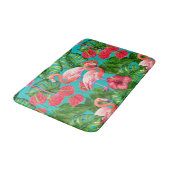 Tapis De Bain Flamant rose et aquarelle du jardin tropical (Angle)
