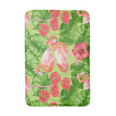 Tapis De Bain Flamant rose et plantes tropicaux (Devant (Vertical))