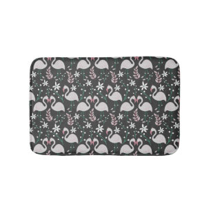 Tapis De Bain Flamant rose motif transparent blanc sur arrière -