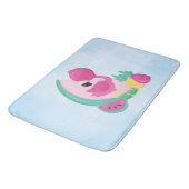 Tapis De Bain Flamant rose rose avec pastèque et ananas (Angle)