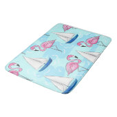 Tapis De Bain Flamant rose rose Blue Voilier Preppy (Angle)