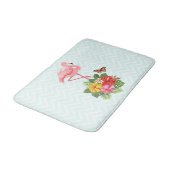 Tapis De Bain Flamant rose rose & Hibiscus Tropical Fancy (Angle)