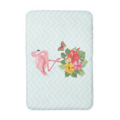 Tapis De Bain Flamant rose rose & Hibiscus Tropical Fancy (Devant (Vertical))