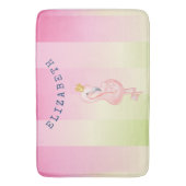 Tapis De Bain Flamant rose rose mignon Ombre rayé (devant Vertical)
