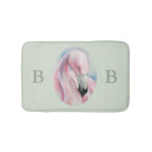 Tapis De Bain Flamant rose rose Pastel Art double monogramme (Devant)