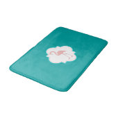 Tapis De Bain Flamant rose rose sur Turquoise (Angle)