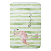 Tapis De Bain Flamant rose rose vert (devant Vertical)
