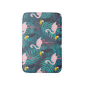Tapis De Bain Flamant rose, toucan : motif de feuilles tropicale (Devant (Vertical))