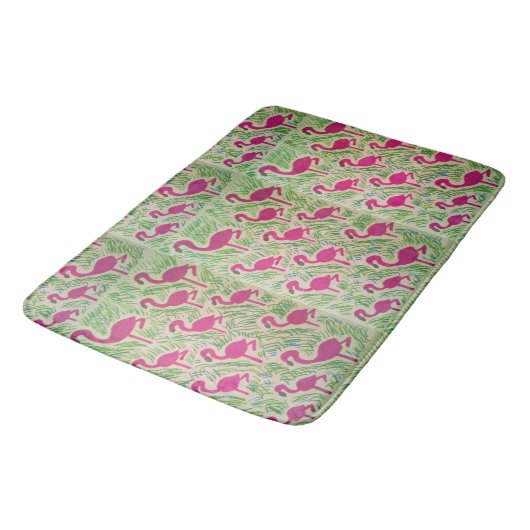 Tapis De Bain Flamant rose tropical (Angle)