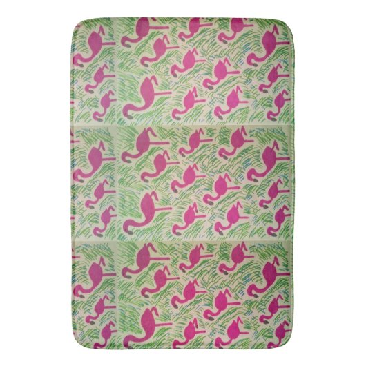 Tapis De Bain Flamant rose tropical (devant Vertical)
