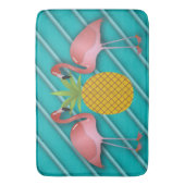 Tapis De Bain Flamant rose tropical Turquoise (devant Vertical)