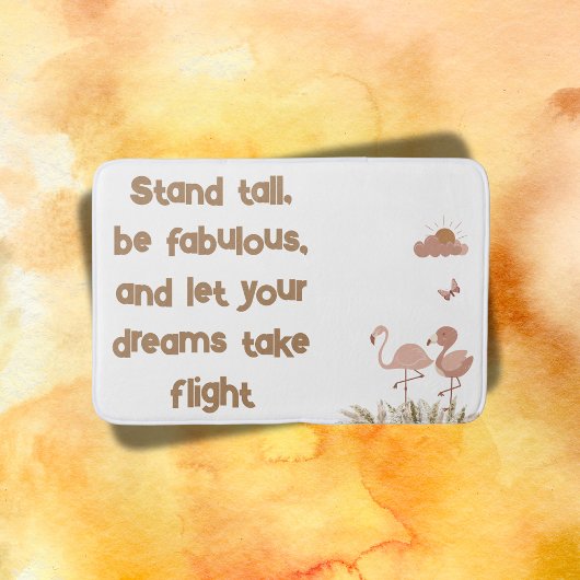 Tapis De Bain Flamant rose Whimsical Boho Monogrammé |