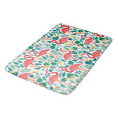 Tapis De Bain Flamants roses et motif de fleurs tropicales (Angle)