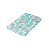 Tapis De Bain flamants roses, feuilles de palmiers verts, tropic (Angle)