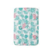 Tapis De Bain flamants roses, feuilles de palmiers verts, tropic (Devant (Vertical))