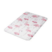 Tapis De Bain Flamants roses pois gris chic tropical (Angle)