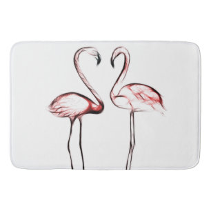 Tapis De Bain Flamants Roses Rose Pêche Tropical