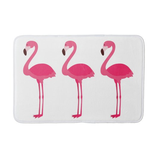 Tapis De Bain Flamants roses rose tropicale sur blanc (Devant)
