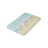 Tapis De Bain Flamants roses roses d'aquarelle sur la plage (Angle)