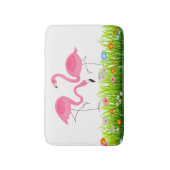 Tapis De Bain Flamants roses roses mignons et fleurs de printemp (Devant (Vertical))