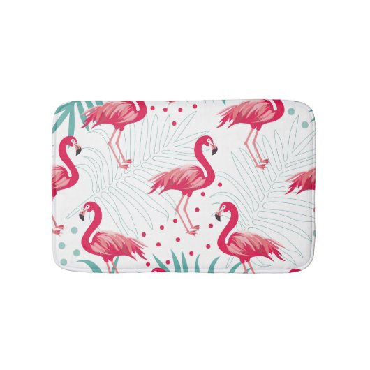 Tapis De Bain Flamingo tropical et feuille, motif d'été. (Devant)
