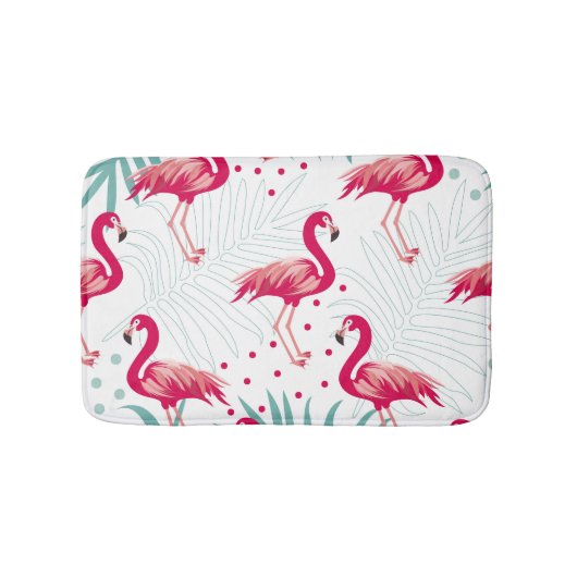 Tapis De Bain Flamingo tropical et feuille, motif d'été. (Devant)