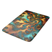 Tapis De Bain Flammes Abstraites or Turquoise orange, (Angle)
