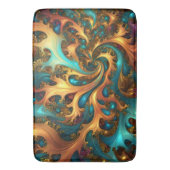 Tapis De Bain Flammes Abstraites or Turquoise orange, (devant Vertical)