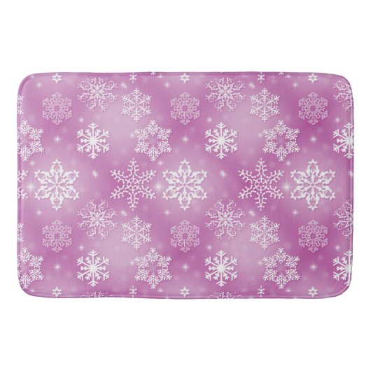 Tapis De Bain Flammes De Neige D'Hiver Sur Rose (Devant)