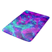 Tapis De Bain Flammes Turquoises et roses Abstraites (Angle)