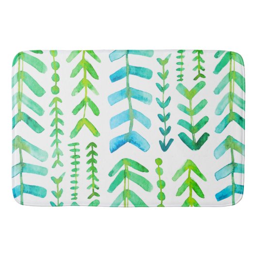 Tapis De Bain Flèches aquarelle Motif géométrique Vert bleu (Devant)