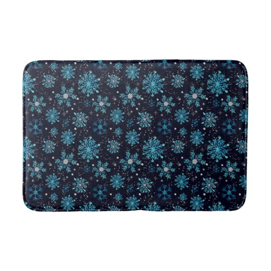 Tapis De Bain Flèches de neige bleues et argentées (Devant)