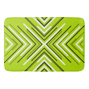 Tapis De Bain Flèches en vert citron, noir et blanc