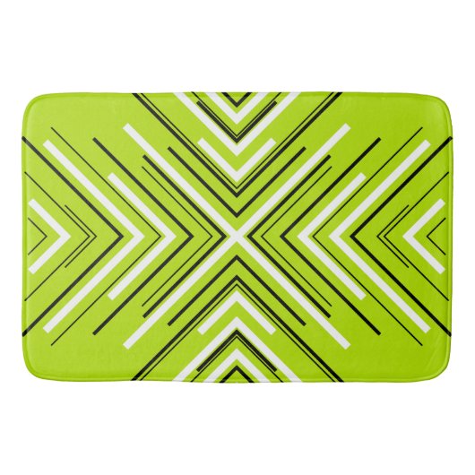 Tapis De Bain Flèches en vert citron, noir et blanc (Devant)