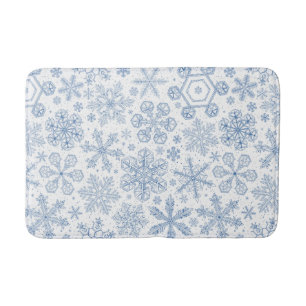 Tapis De Bain Fléchettes de neige grises sur blanc