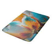 Tapis De Bain Fleur abstraite en orange et sarcelle (Angle)