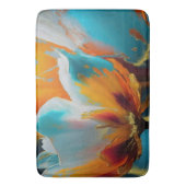 Tapis De Bain Fleur abstraite en orange et sarcelle (devant Vertical)
