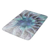 Tapis De Bain Fleur Abstraite Fractale Moderne Avec Bleu (Angle)
